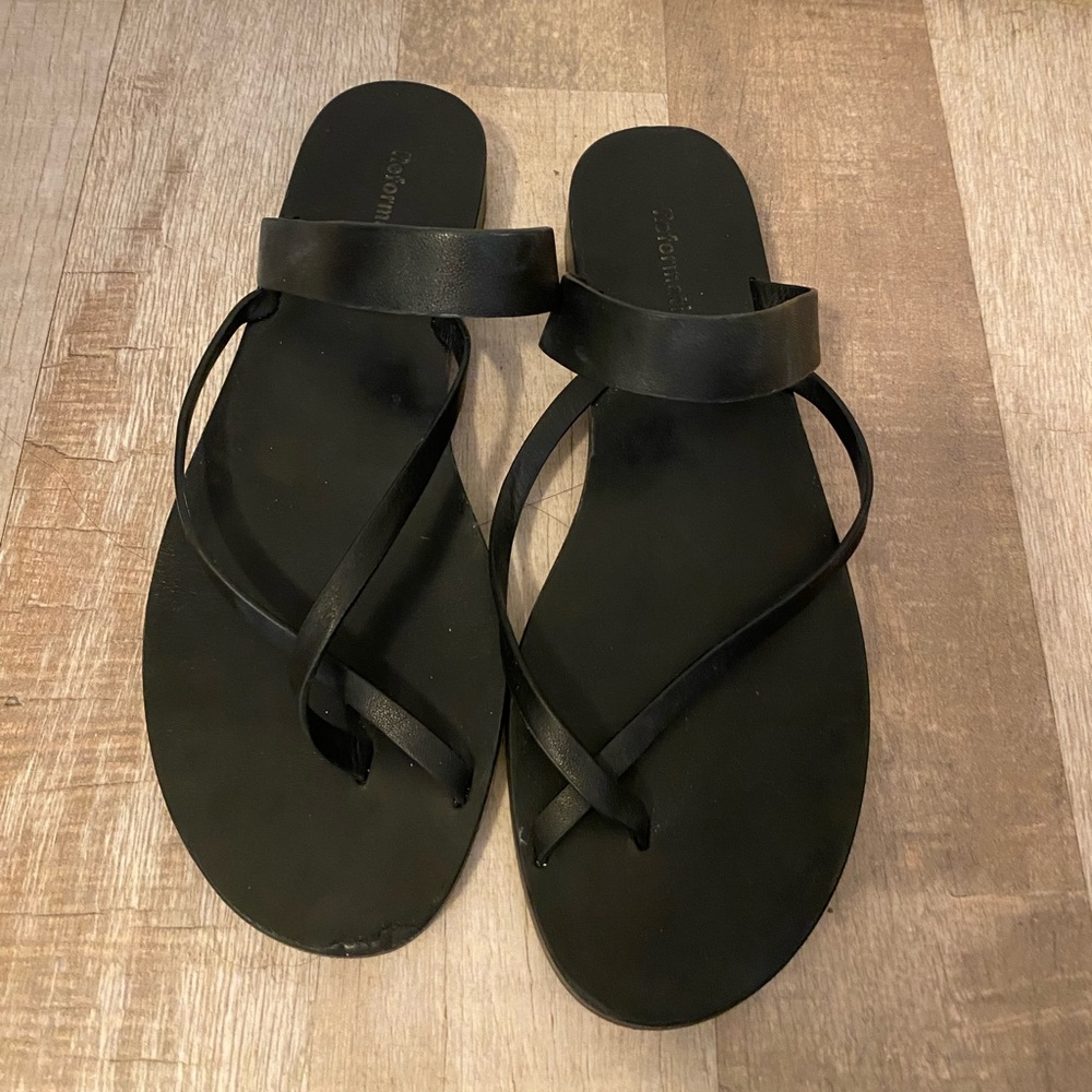 Reformation Leather Sandals in Black, size 7.5